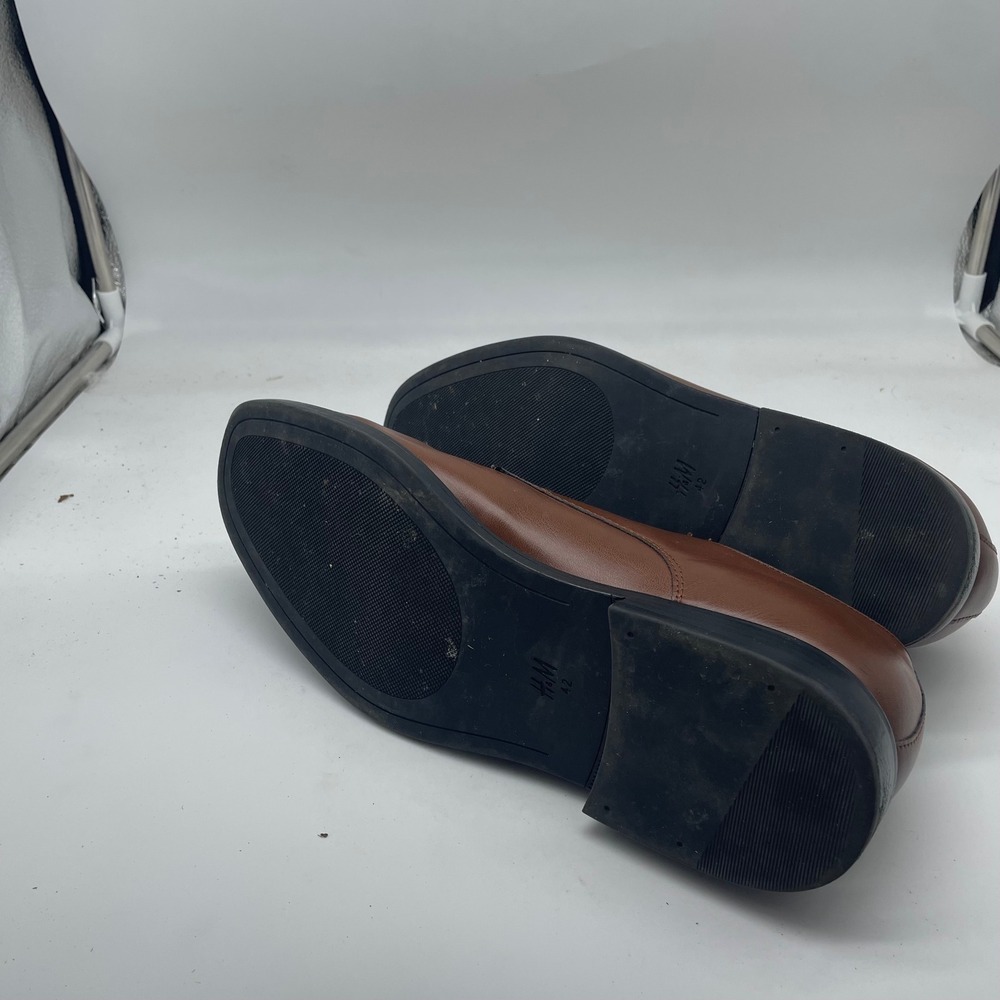 H&M Brown Derby Dress Shoes Burnished Almond Toe Men's Size 9 - Picture 5 of 7